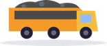 Dump truck hauling material
